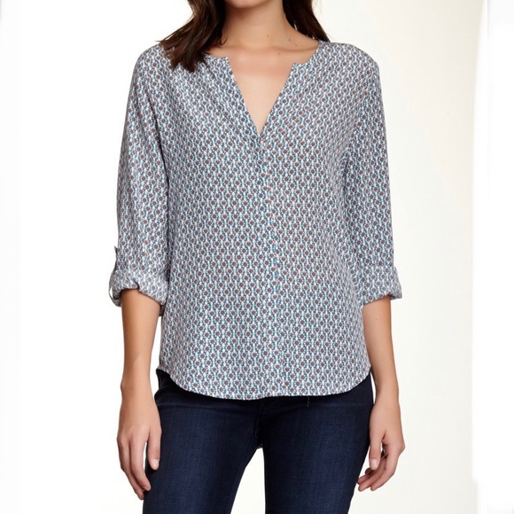 JOIE VIOLETTE Silk Geometric Print Blouse